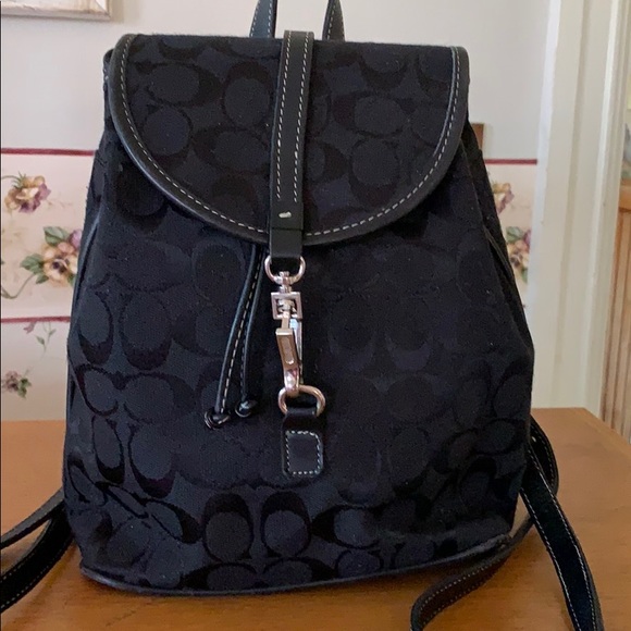 coach leather drawstring backpack